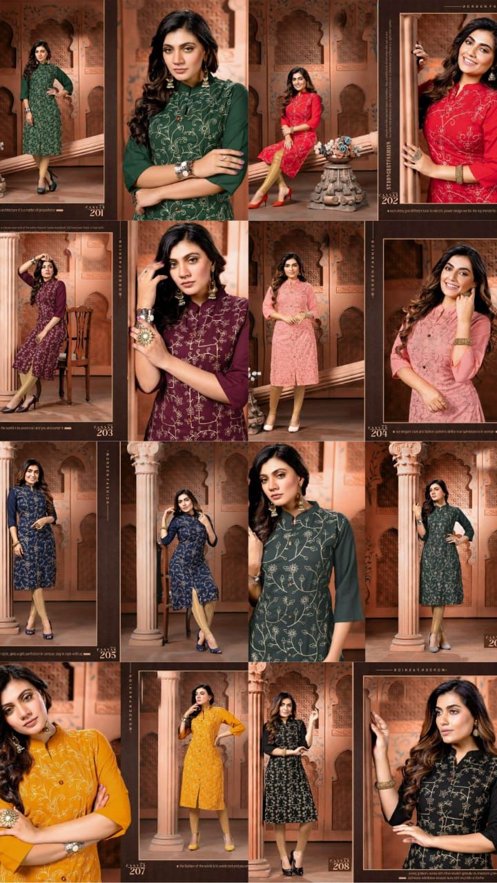 Canvas 2 New Designer Embroidery Work Fancy Wear  Kurti Collection